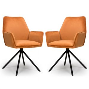 utica-brunt-orange-carver-velvet-dining-chairs-pair