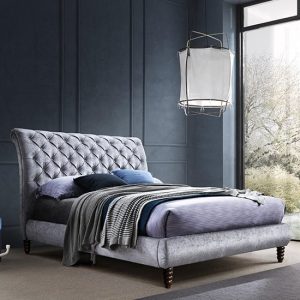 venice-velvet-double-bed-grey-black-wooden-legs