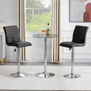 vetro-round-clear-glass-bar-table-2-ripple-black-stools