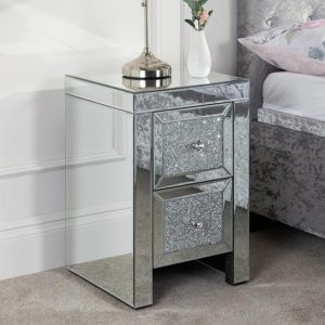 vienna-glass-bedside-cabet-mirrored-2-drawers