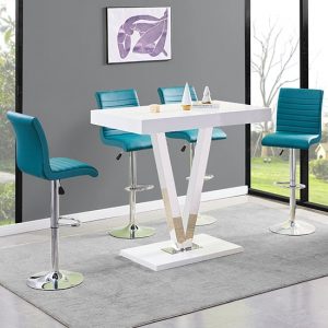 vienna-white-high-gloss-bar-table-4-ripple-teal-stools