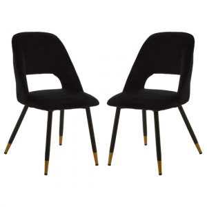 warns-black-velvet-dining-chairs-gold-foottips-a-pair