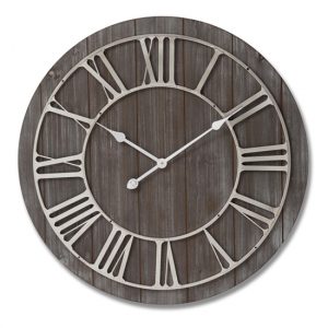 yorkers-wooden-wall-clock-brown-nickel-detail