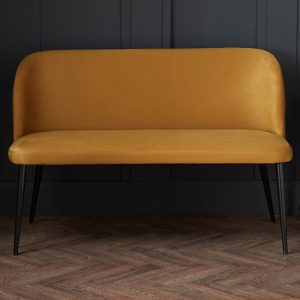 zazie-plush-velvet-dining-bench-mustard-black-legs