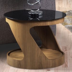BentWood-Side-Table-Oval-Black-Glass-Oak-Base