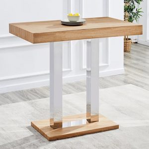 Caprice-Bar-Table-Oak-Stainless-Steel-Legs