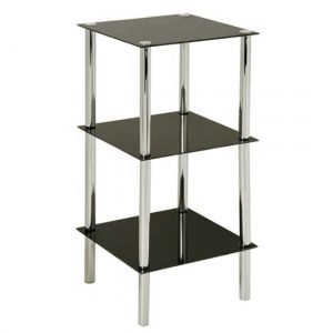 Fochabers-3-Tier-Black-Glass-Display-Stand-Chrome-Frame