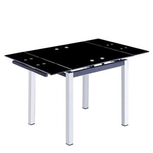 Sarah-Glass-Extendable-Dining-Table-Black-Chrome-Legs-New