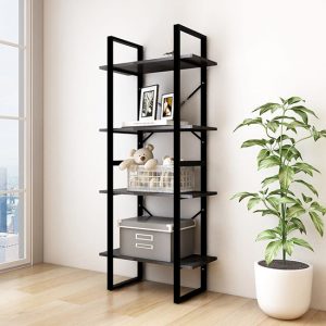 aharon-4-tier-solid-pinewood-bookshelf-black