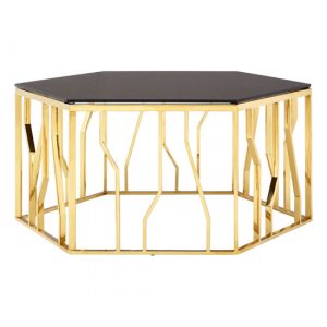 alvara-hexagonal-black-glass-top-coffee-table-gold-frame