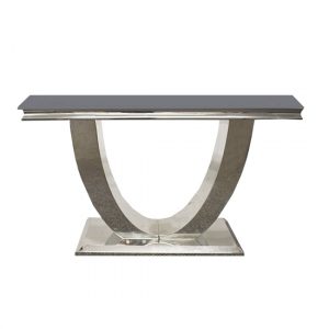 avon-grey-glass-console-table-polished-steel-base