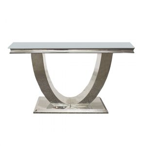 avon-white-glass-console-table-polished-steel-base