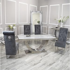 avon-white-glass-dining-table-4-elmira-dark-grey-chairs