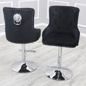 benton-lion-knocker-black-velvet-bar-stools-pair