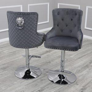 benton-lion-knocker-dark-grey-velvet-bar-stools-pair