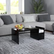 Blaga Wooden Coffee Table With Side Storage In Black - MySmallSpace UK