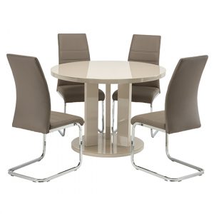 brambee-glass-latte-high-gloss-dt-4-sako-taupe-chairs