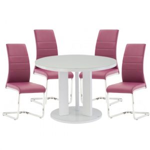 brambly-white-gloss-glass-dining-table-4-soho-purple-chairs