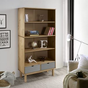 bridie-pinewood-bookcase-2-drawers-brown-grey
