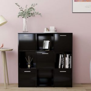 celsa-wooden-bookcase-5-doors-4-shelves-black