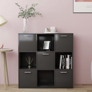 celsa-wooden-bookcase-5-doors-4-shelves-grey