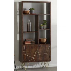 chort-wooden-bookcase-dark-walnut-2-doors-5-shelves