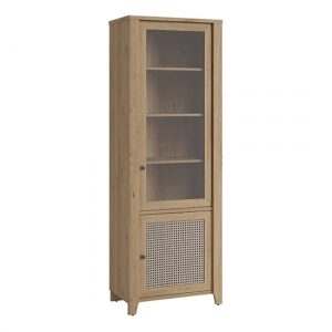 cicero-display-cabinet-2-door-oak-rattan-effect