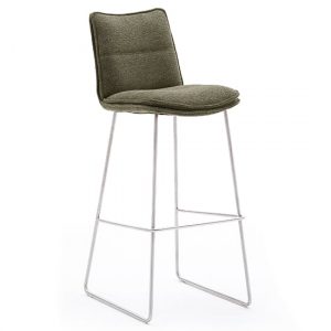 ciko-fabric-bar-stool-olive-brushed-steel-legs