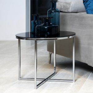 coeur-round-black-glass-side-table-chrome-base