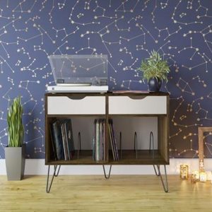 concord-turntable-bookcase-brown-oak-2-drawers