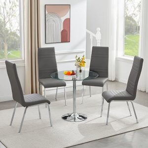 dante-round-clear-glass-dining-table-4-dora-grey-chairs