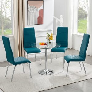 dante-round-clear-glass-dining-table-4-dora-teal-chairs