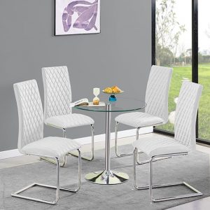 dante-round-clear-glass-dining-table-4-ronn-white-chairs