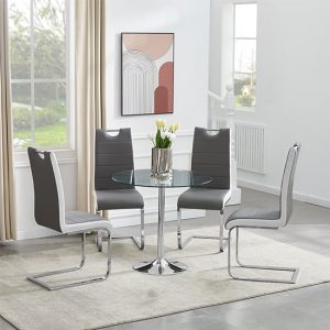 dante-round-glass-dining-table-4-petra-grey-white-chairs