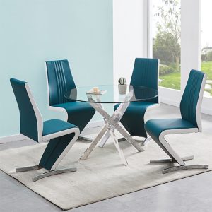 daytona-clear-glass-dining-table-4-gia-teal-white-chairs