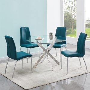 daytona-round-dining-table-4-opal-teal-chairs