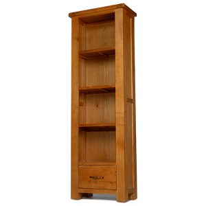 earls-wooden-slim-bookcase-chunky-solid-oak-1-drawer