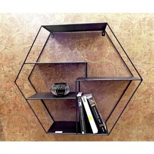 elwoka-metal-4-shelves-hexagonal-wall-shelf-black