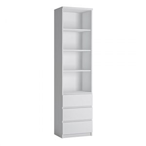 fank-tall-narrow-3-shelves-3-drawers-bookcase-white