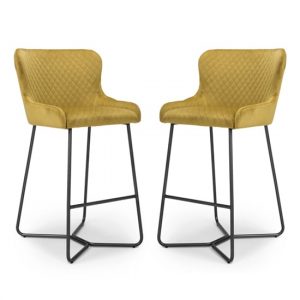 gala-mustard-brushed-velvet-bar-stools-pair