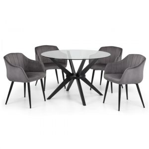 halver-round-glass-dining-table-4-hagar-grey-chairs