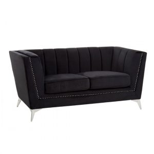 hefei-velvet-2-seater-sofa-chrome-metal-legs-black