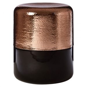 intan-round-copper-aluminium-side-table-black-glass-base