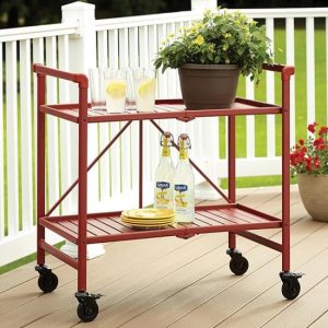 intellifit-folding-drinks-trolley-ruby-red-2-shelves