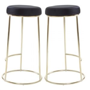 intercrus-tall-black-velvet-bar-stools-gold-frame-a-pair