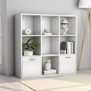 kasen-high-gloss-bookcase-2-doors-white
