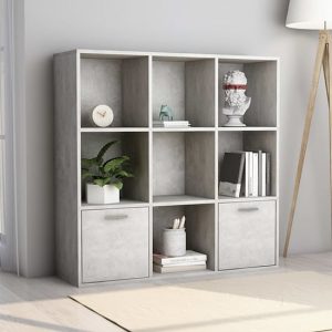 kasen-wooden-bookcase-2-doors-concrete-effect