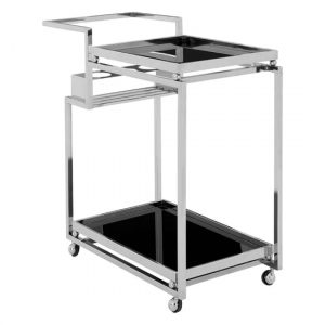 kurhah-black-glass-2-tier-drinks-trolley-silver-steel-frame