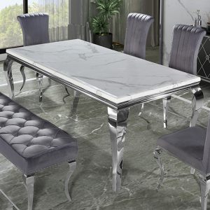 laval-small-white-marble-dining-table-chrome-curved-legs