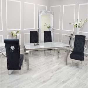 laval-white-glass-dining-table-4-elmira-black-chairs